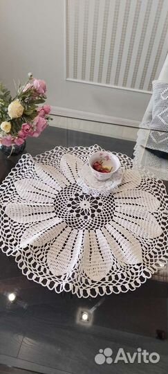 Скатерть круглая вязаная винтаж