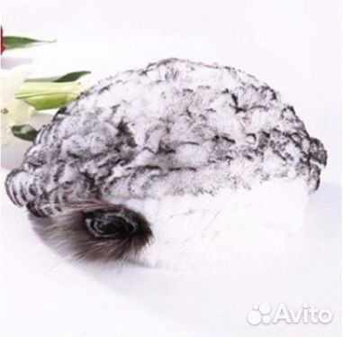 Берет вязаный из меха кролика