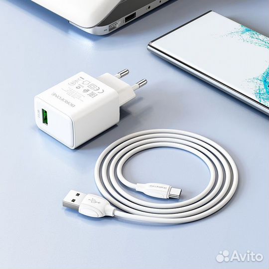 Сзу borofone BA-66A USB-A+type-C QC3.0 18W BK