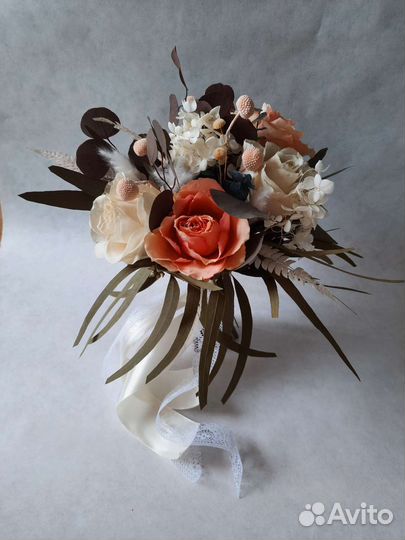 Свадебный букет из стабилизированных цветов