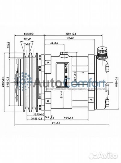 Компрессор 7H15, 24V, A2, JE (вертикальные выходы)