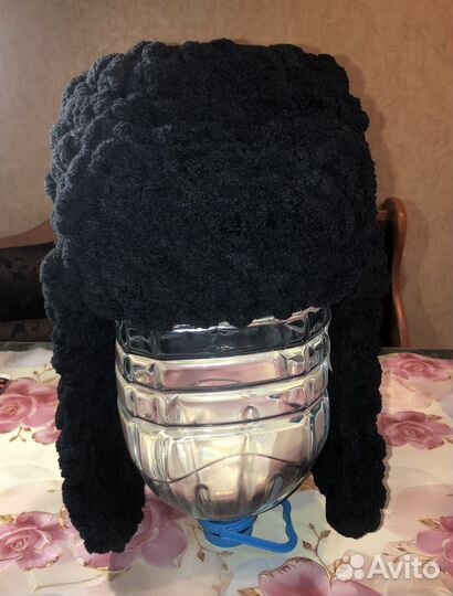 Шапка ушанка из Ализе пуффи