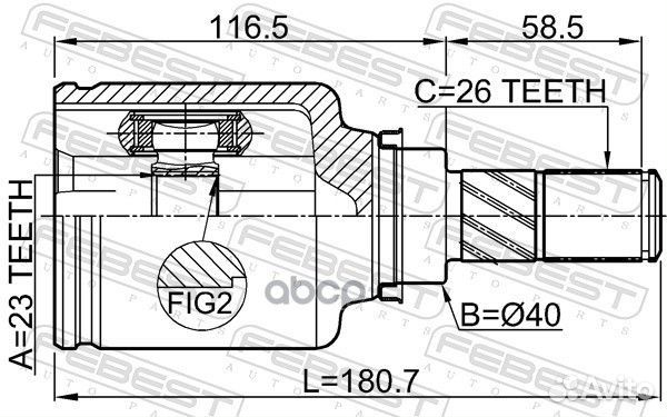 Шрус внутренний 23X40X26 0211F15E Febest