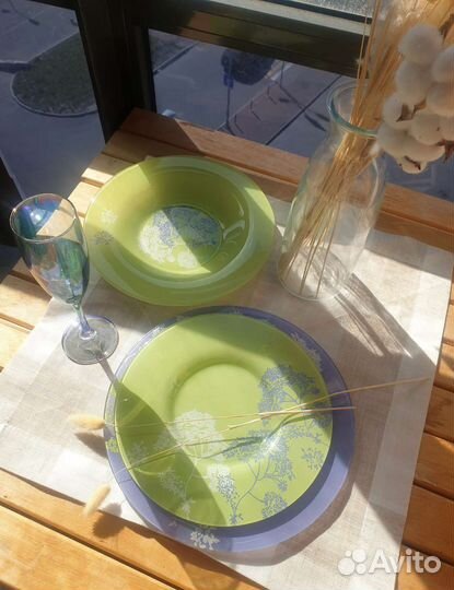 Набор посуды luminarc, стекло, зеленый, сиреневый