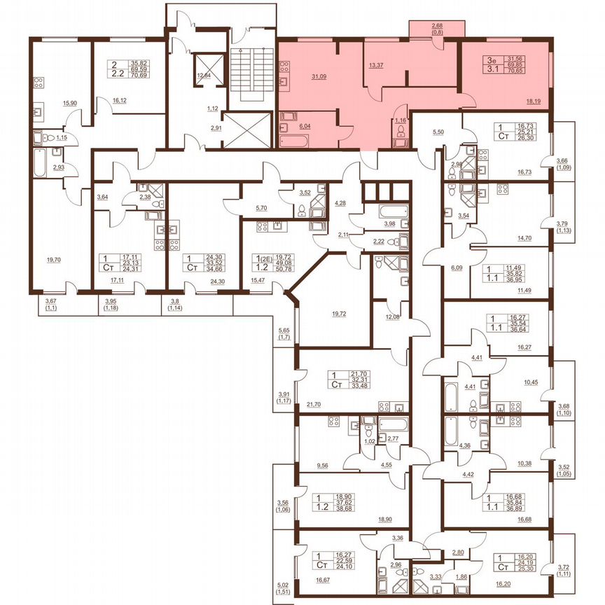 3-к. квартира, 70,7 м², 10/11 эт.