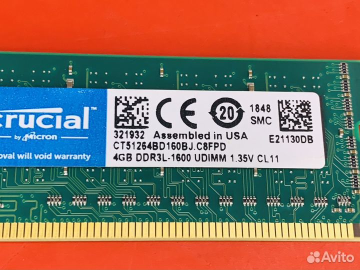 Озу DDR3L Cruсial 4Gb 1600MHz