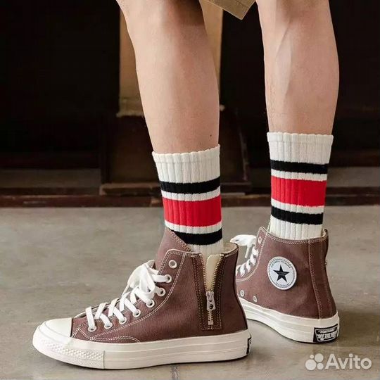 Высокие спортивные носки с полосками old school (3