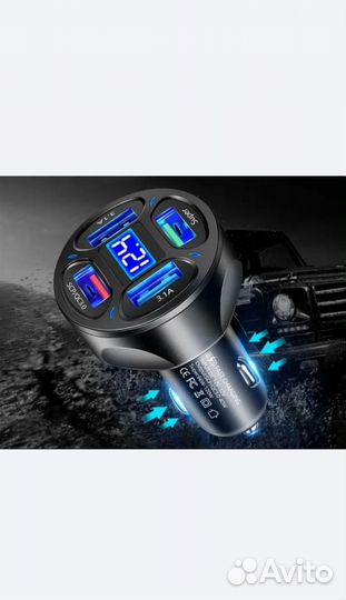 Зарядное устройство с вольтметром / 4 USB Разъема