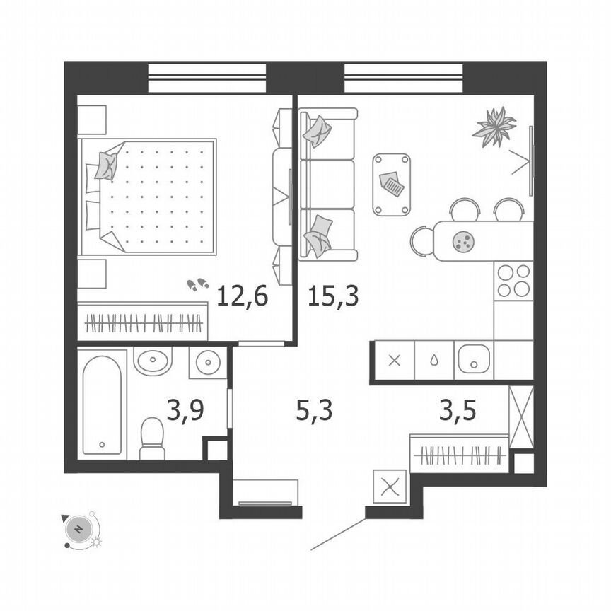 1-к. квартира, 40,6 м², 9/19 эт.