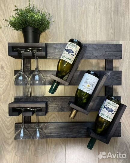 Полка для вина (винница) из массива дерева