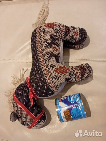 Новогодняя дизайнерская лошадь мягкая игрушка