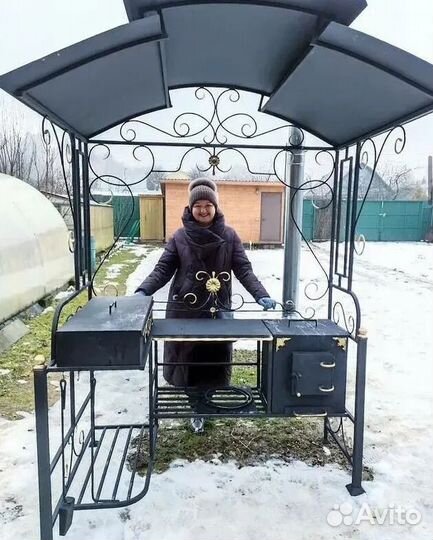 Мангал лофт с крышей