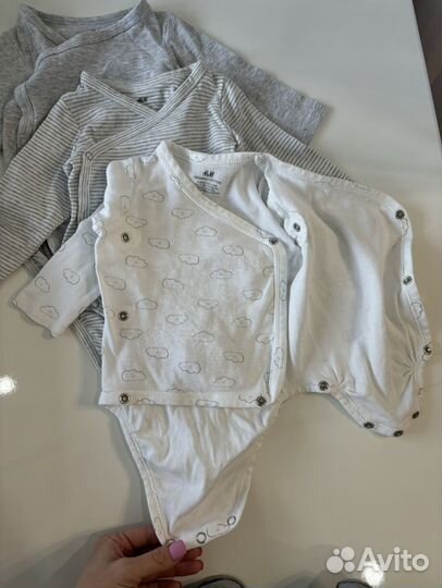 Набор из 3 боди на запахе 2-4 мес H&M 62