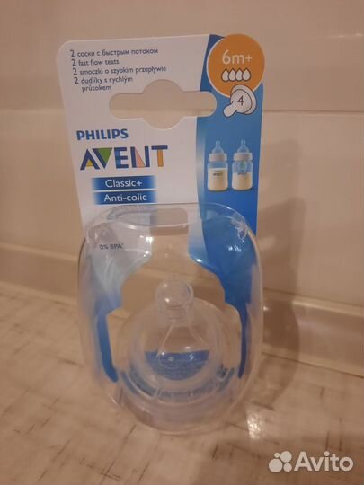 Соска на бутылочку avent 6 мес + Новая