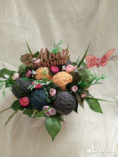 Букет из пряжи
