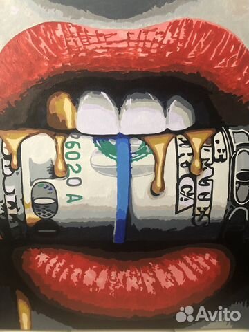 Картина доллары готовая 40х50 нарисованная