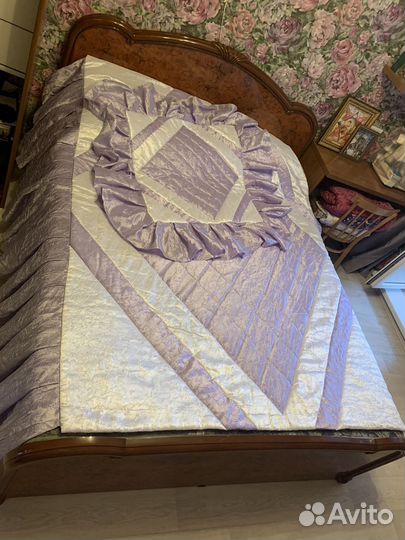 Покрывало на 2 х спальную кровать + тюль