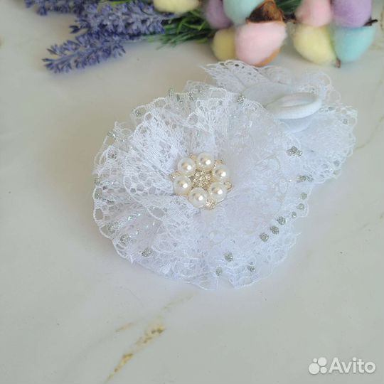 Белые банты для волос