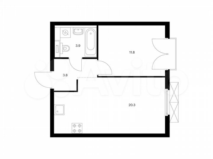 1-к. квартира, 39,8 м², 2/26 эт.