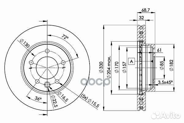 Диск тормозной передний L VW touareg/porshe CAY