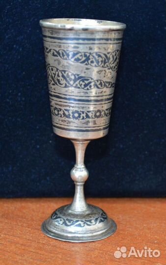 Серебряная рюмка. - 875 пр. кубачи. вес 52.7 гр
