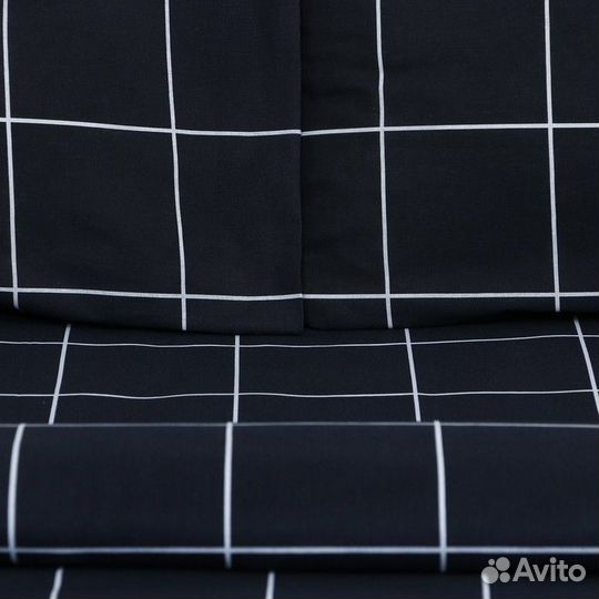Постельное бельё Этель евро 'Клетка' цвет чёрный 2