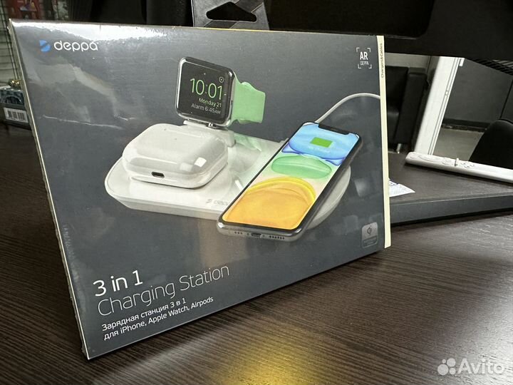 Беспроводное зу Deppa 3in1 iPhone, watch, airpods