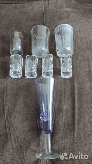 Старинные стопки - 7 шт.(разные), фужер -1 шт.ссср