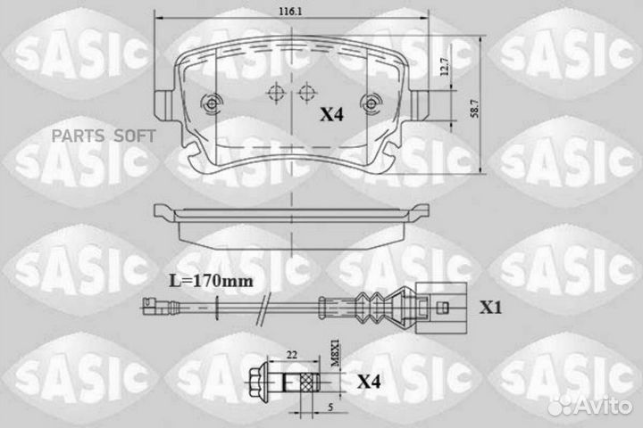 Sasic 6216088 Колодки тормозные дисковые (комплект