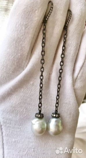 Серьги с морским жемчугом: 