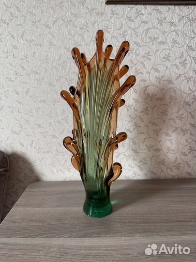 Ваза цветное гутное стекло