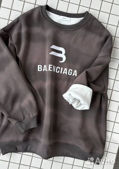 Свитшот Balenciaga тёплый на велюре оверсайз