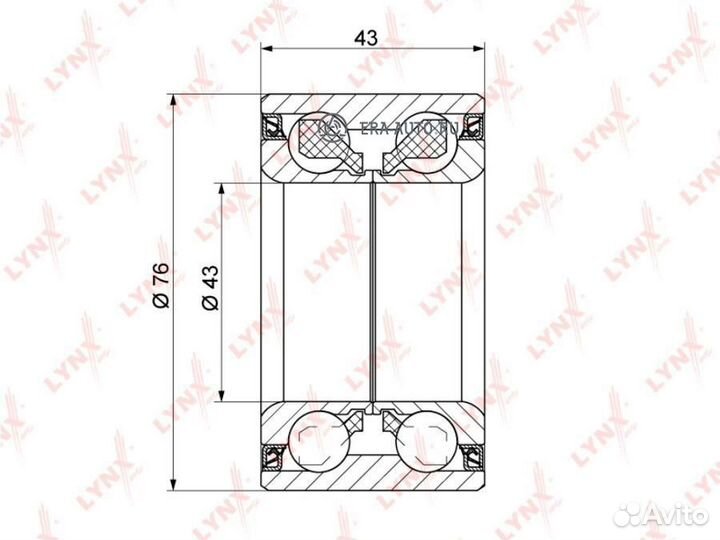 Lynxauto WB-1267 Подшипник ступицы передний (43x43