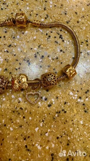 Золотой браслет pandora 19см