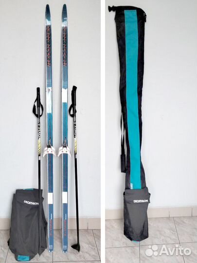 Лыжи беговые детские 170 палки 120