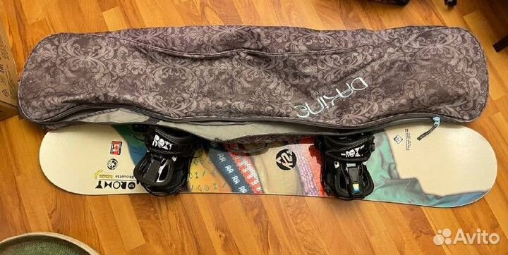 Сноуборд roxy silhouette banana+крепления+чехол