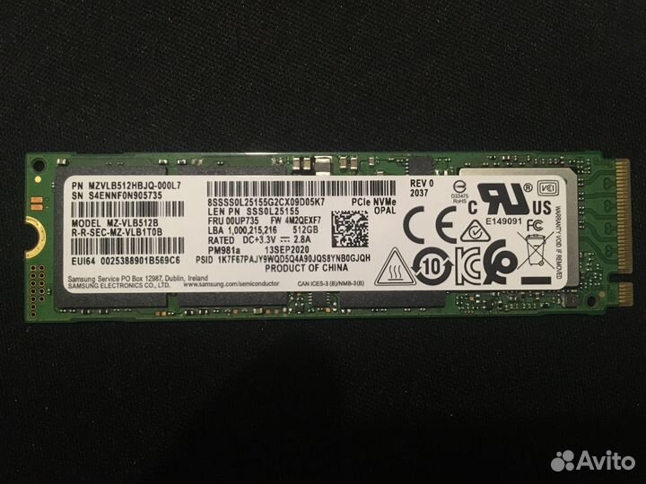 512GB Samsung PM981a SSD (970 EVO plus)