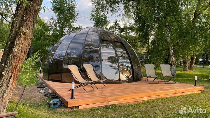 Беседка/веранда иглу с мангалом и гриль зоной