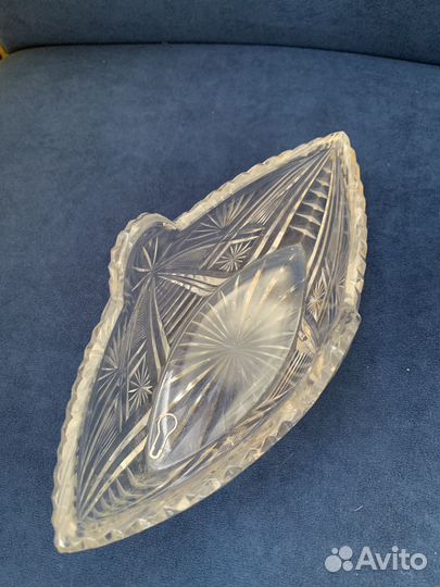 Салатник хрустальный СССР, конфетница и рог