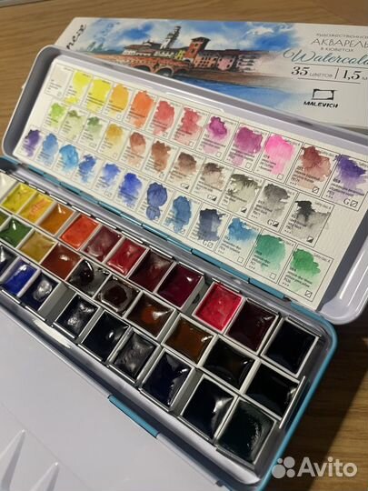 Акварельные краски Малевичъ 35 цветов