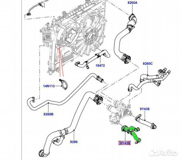 Патрубок охлаждения Range Rover 4,4TD LR022718