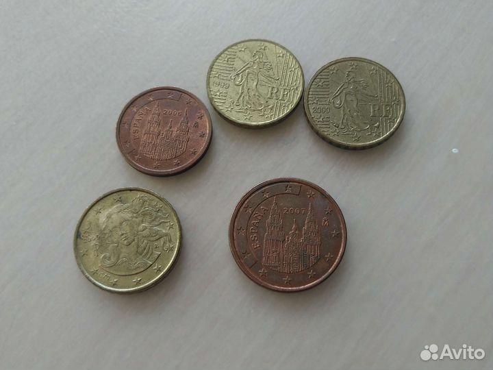 Монеты Европы 1 евро + евроценты