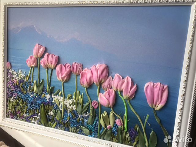 Продаю картины вышитые атласными лентами