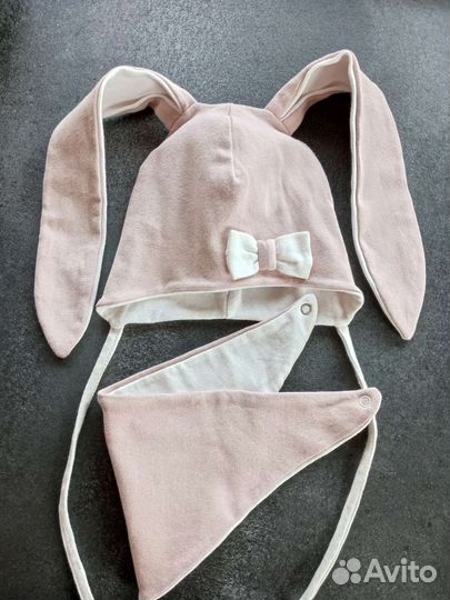 Шапка и снуд для девочки с ушками 1,5 - 2 года