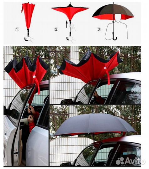 Зонт наоборот обратного сложения умный зонт