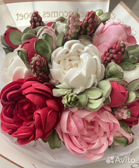 Букет из зефирных цветов, зефир, подарок