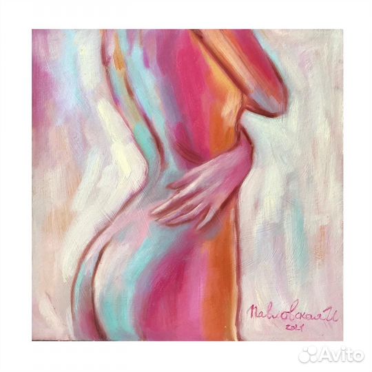 Картина маслом женщина ню, 30/30 см