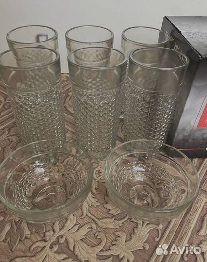 Набор стаканов подарочный 6 шт и 2 креманки новый