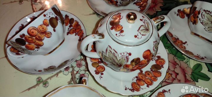 Чайный сервиз золотой виноград лфз