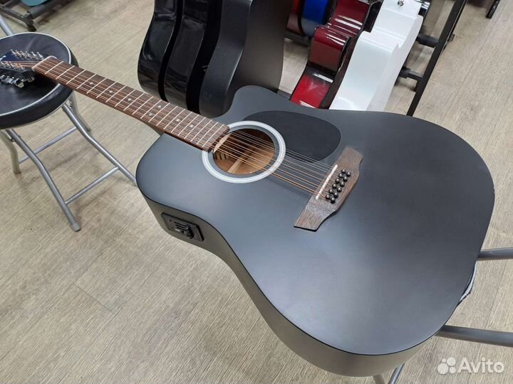 Гитара 12струнная электроакустическая чёрная